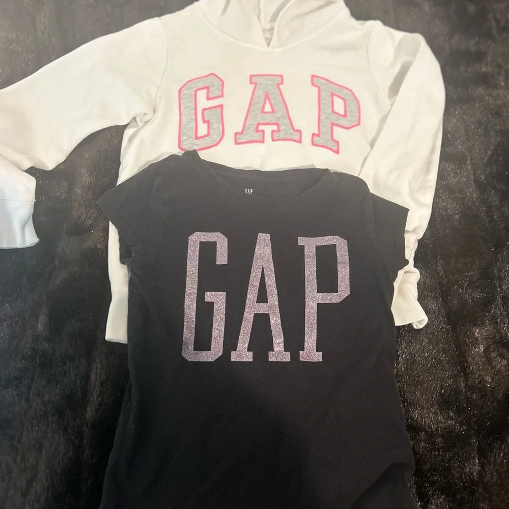 GAP Kids Logo Hoodie & T-Shirt Set Size L (10) White & Black Sparkle